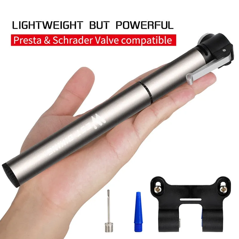 120PSI Bicycle Pump Hose Mountain Road Cycling Tire Inflator Schrader Presta Valve Alloy Portable Mini Bike Pump