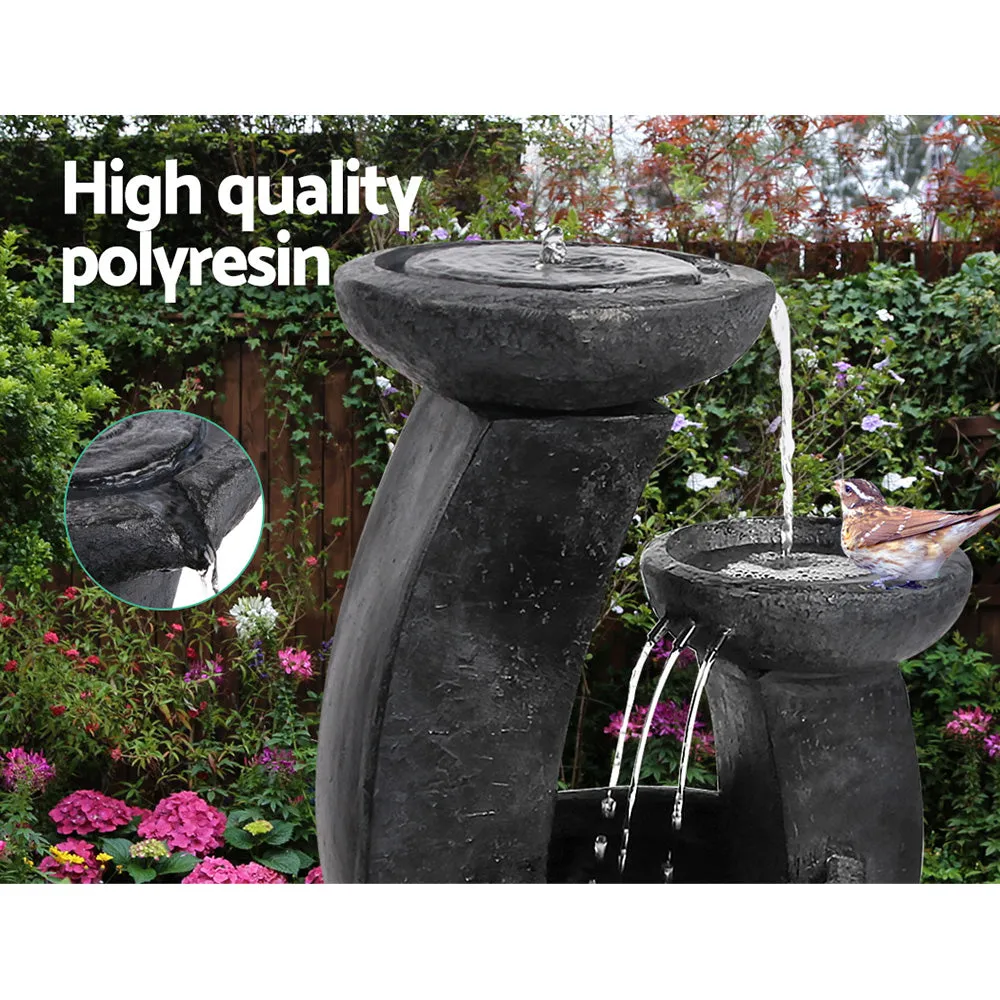 3 Level Solar Powered Water Feature Fountain with Lights Garden Ornament