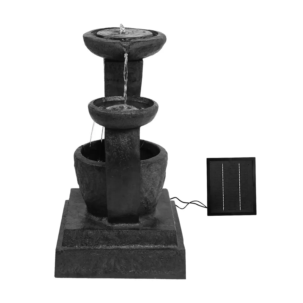 3 Level Solar Powered Water Feature Fountain with Lights Garden Ornament