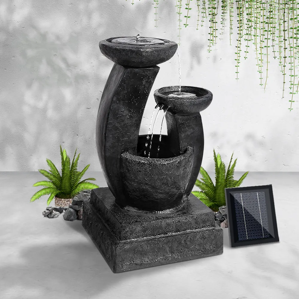 3 Level Solar Powered Water Feature Fountain with Lights Garden Ornament