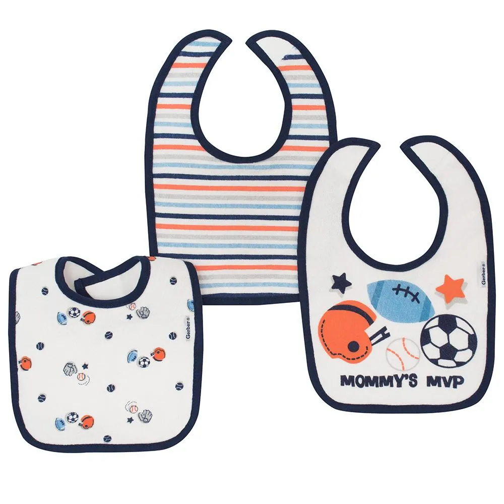 3 Pack Baby Sports Dribbler Bibs