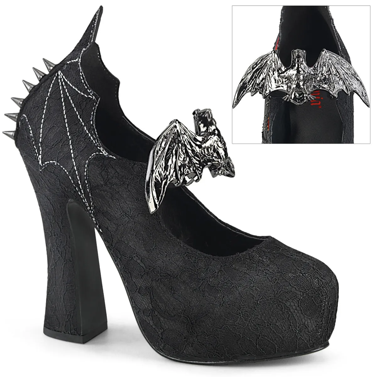 5" Metal Bat & Cone Spike Studded Heel (DEMON-18)