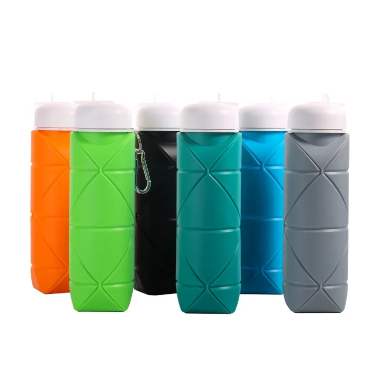 600ml Food Class Silicone Folding Outdoor Water Cup Portable Cycling Water Bottle(Orange)