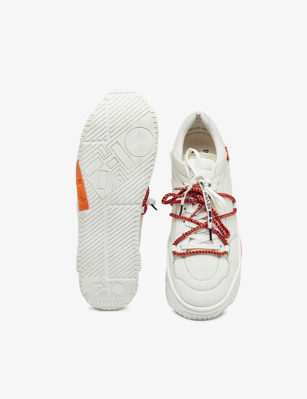 702 white & orange low-top sneaker