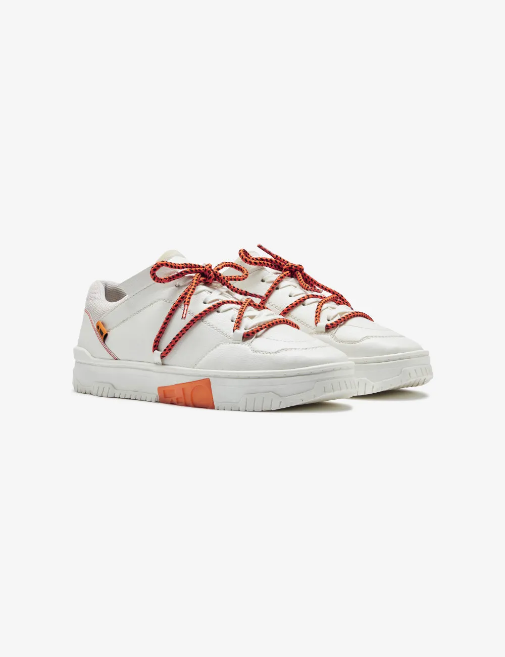 702 white & orange low-top sneaker