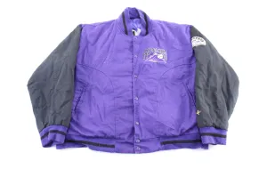 90's Colorado Rockies Embroidered Black & Purple Varsity Jacket