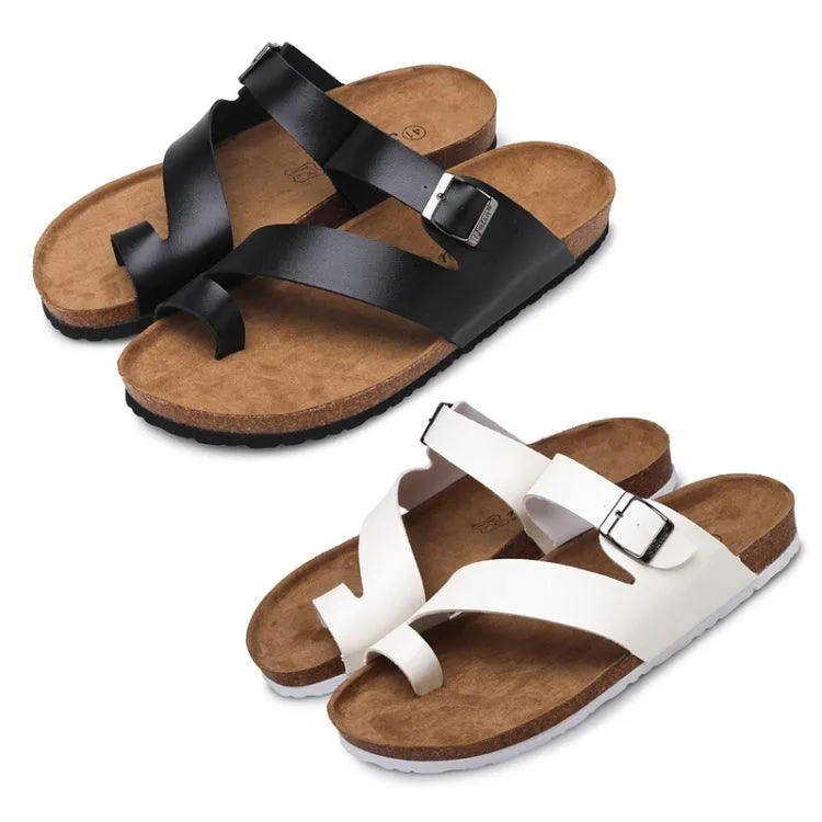 Adjustable Couple Cork Footwear - Summer Flip-Flops & Beach Sandals for Men