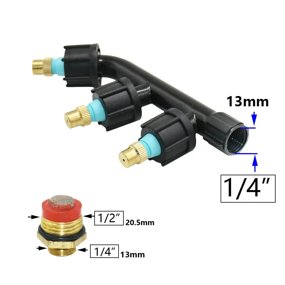 Agricultural Copper Atomizing Sprayer Nozzle Single/Double/Three Nozzle Head Garden Lawn Irrigation Pesticide Spraying Sprinkler