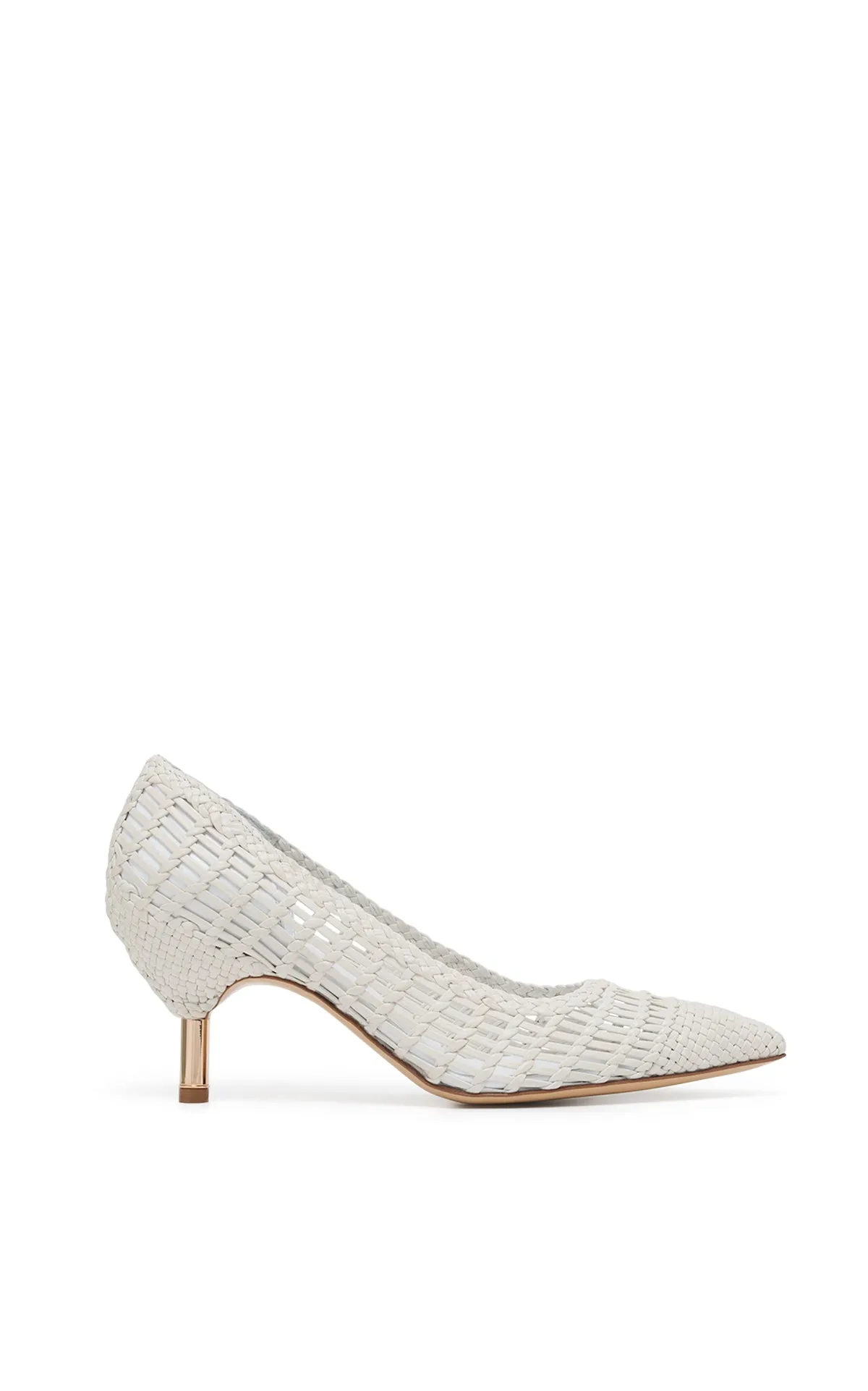 Andrea Braided Pump in Pearlized White Leather