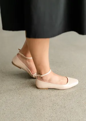 Ankle Strap Square Toe Ballet Flats