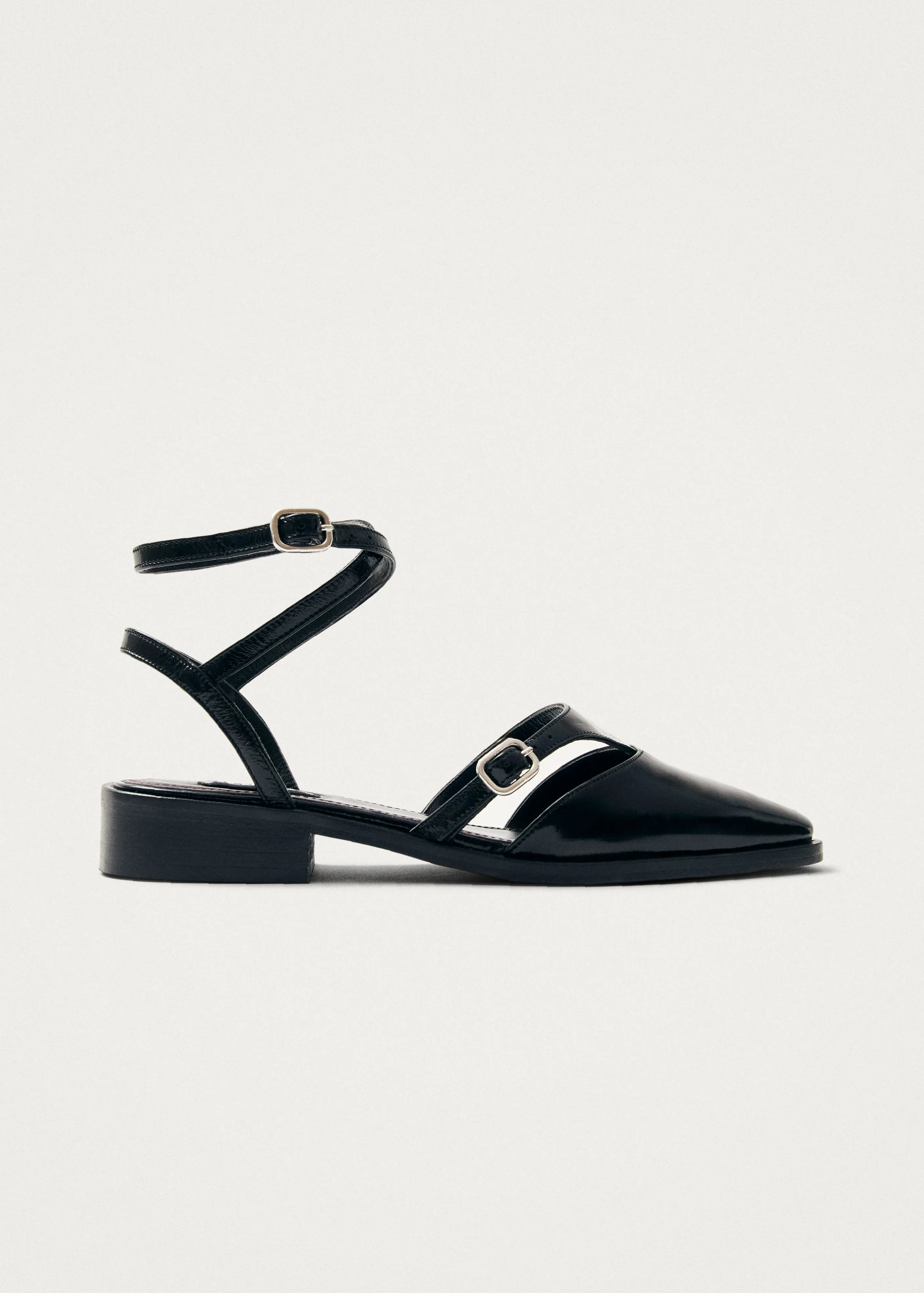 Aveline Black Leather Ballet Flats