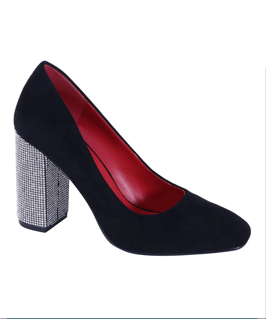 Black Embellished Heel Pump - Women