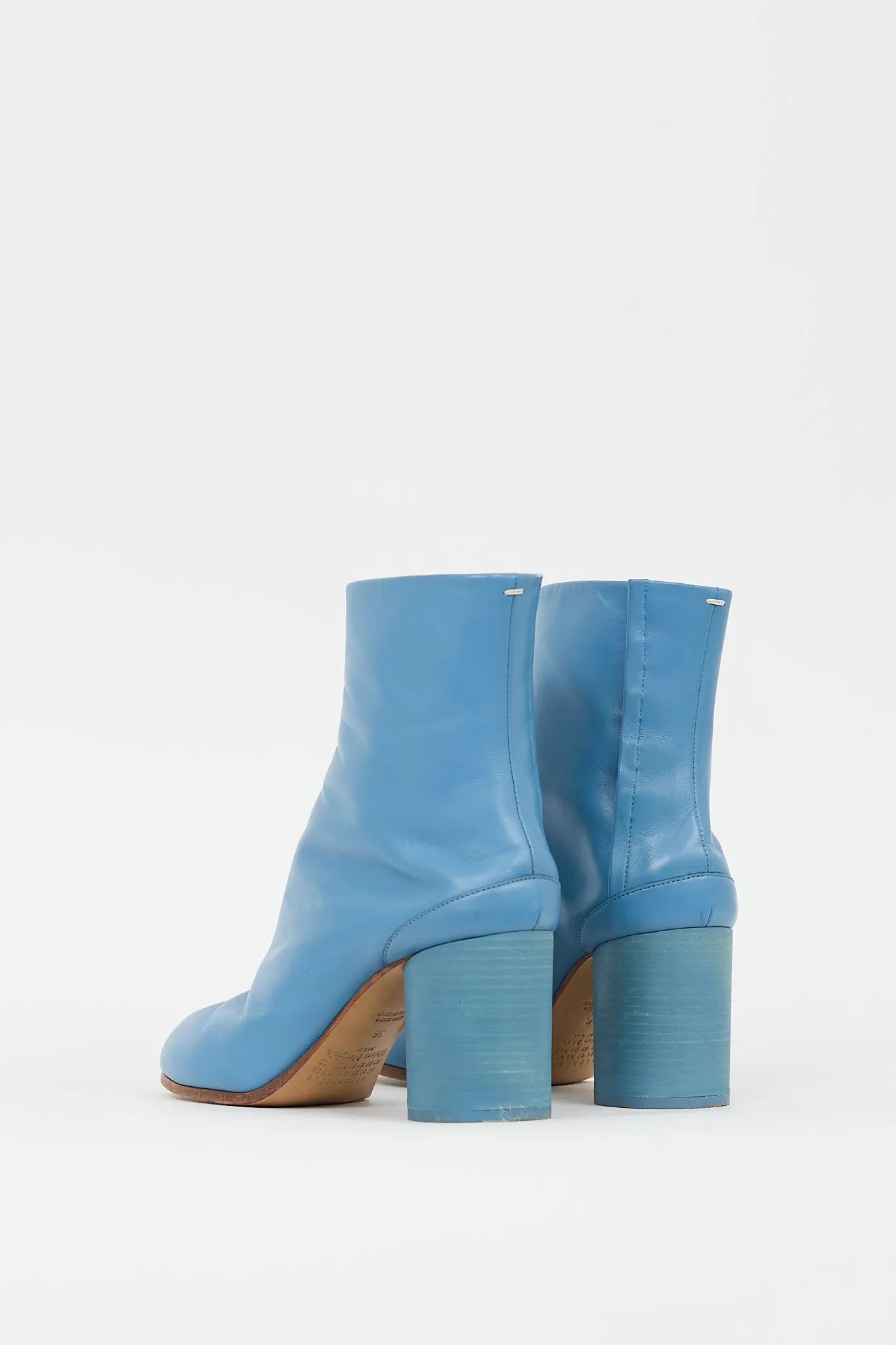 Blue Leather Tabi Heeled Boot