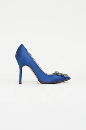 Blue Satin Hangisi Embellished Pump