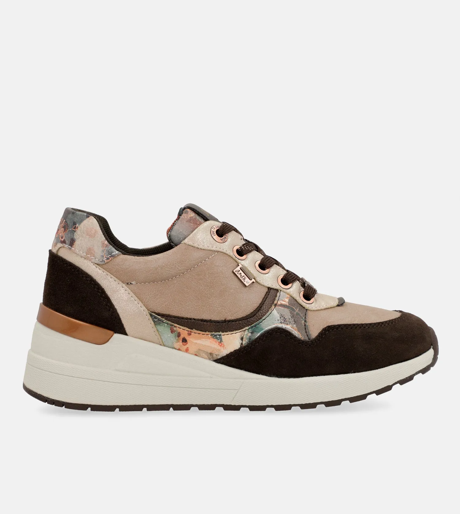 Brown Padded Sports Sneakers with Wedge