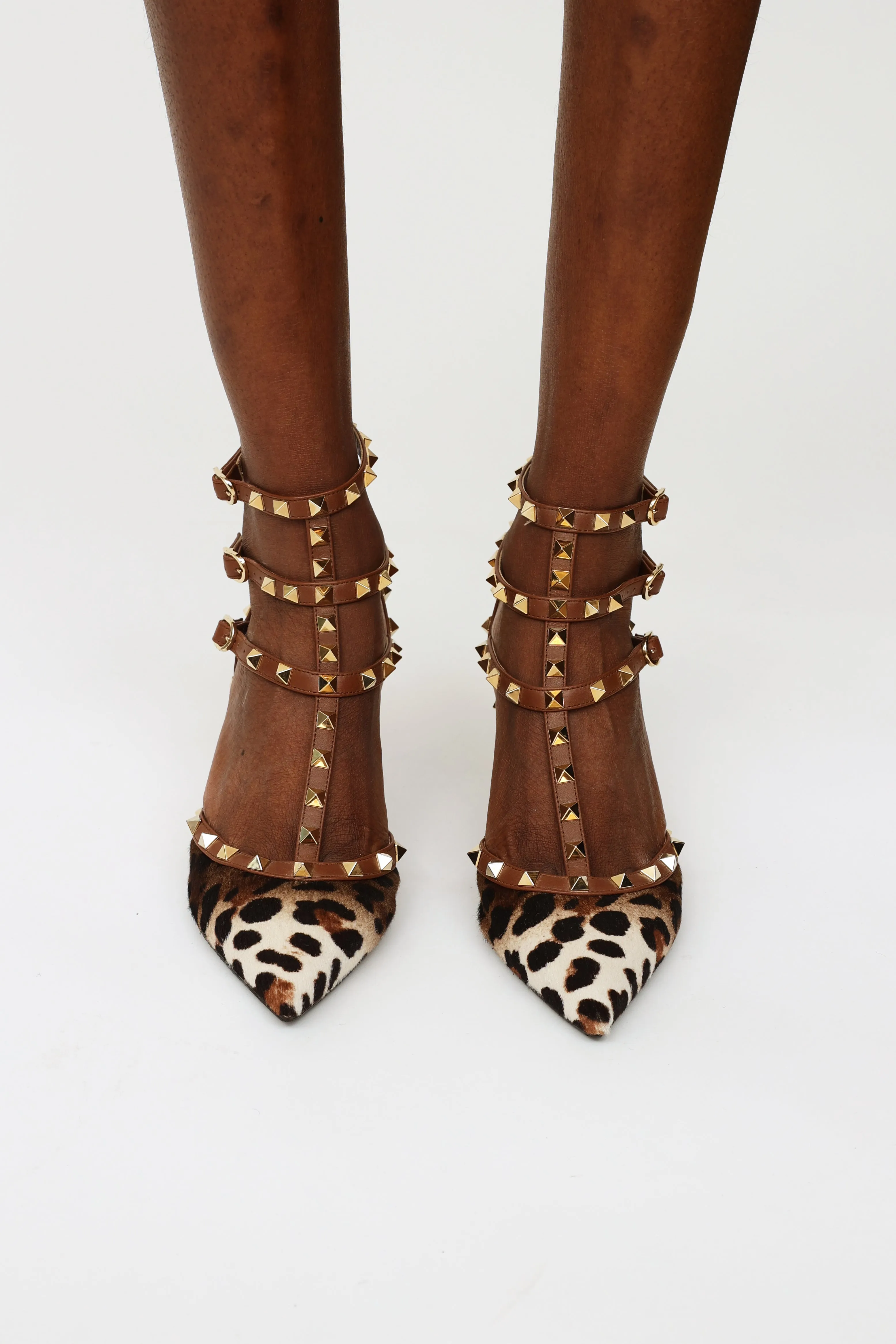 Brown Printed Rockstud Cage Pump