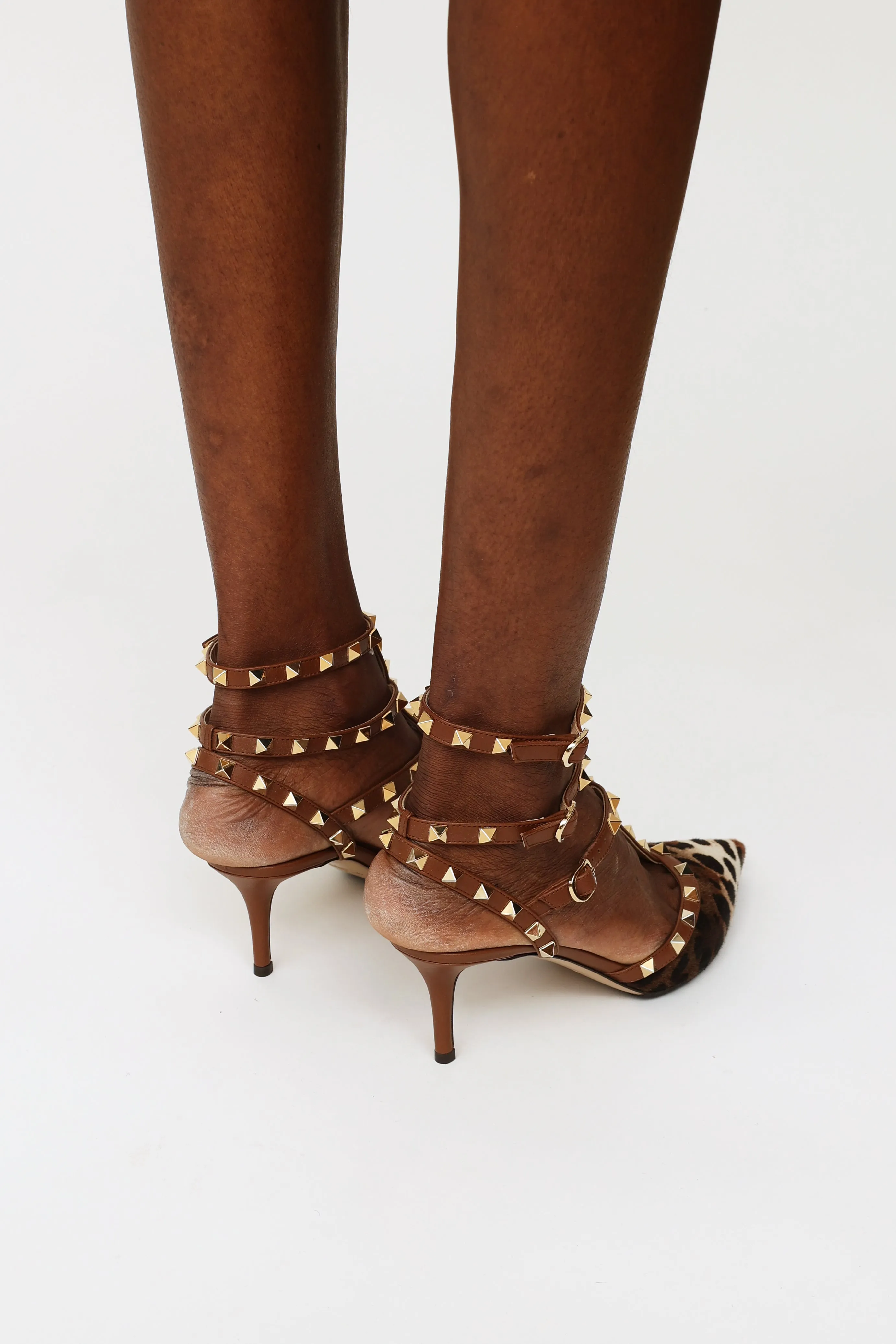 Brown Printed Rockstud Cage Pump