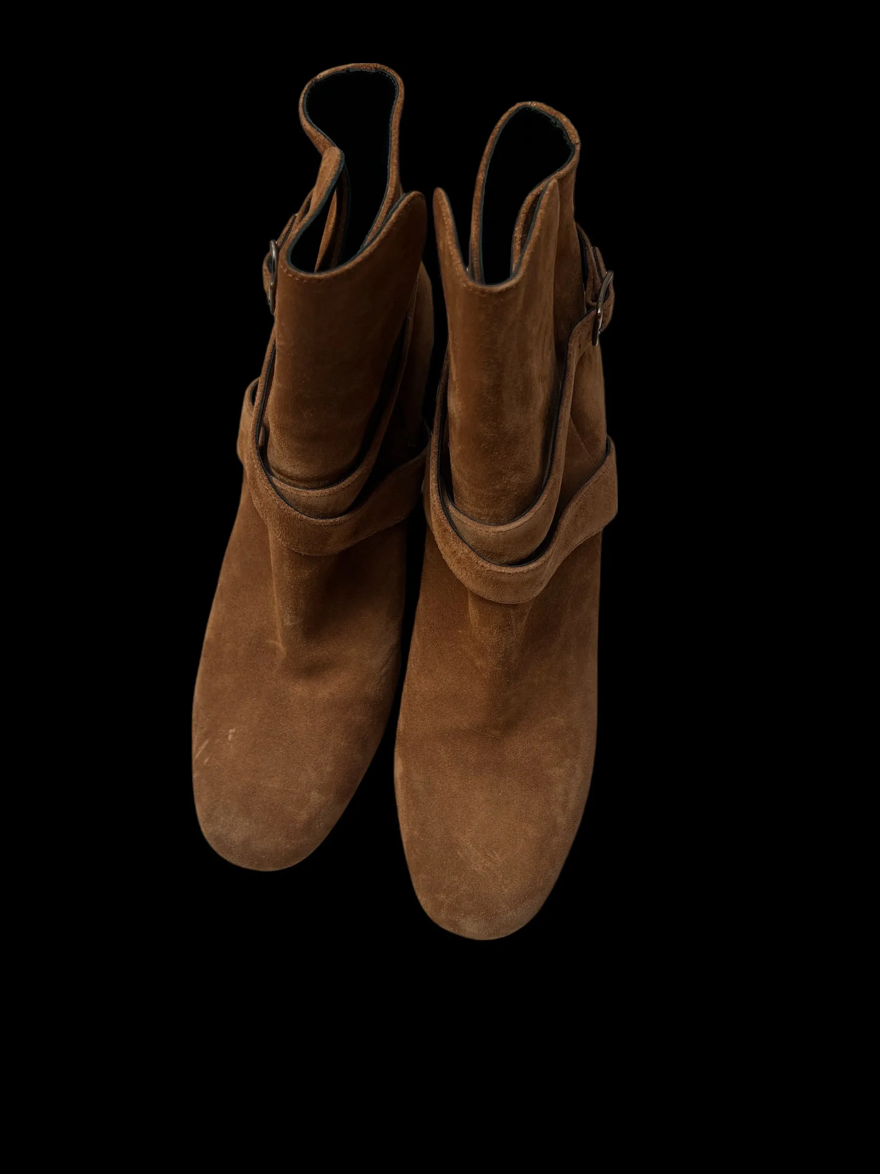 Brown Suede Heeled Boots - 10