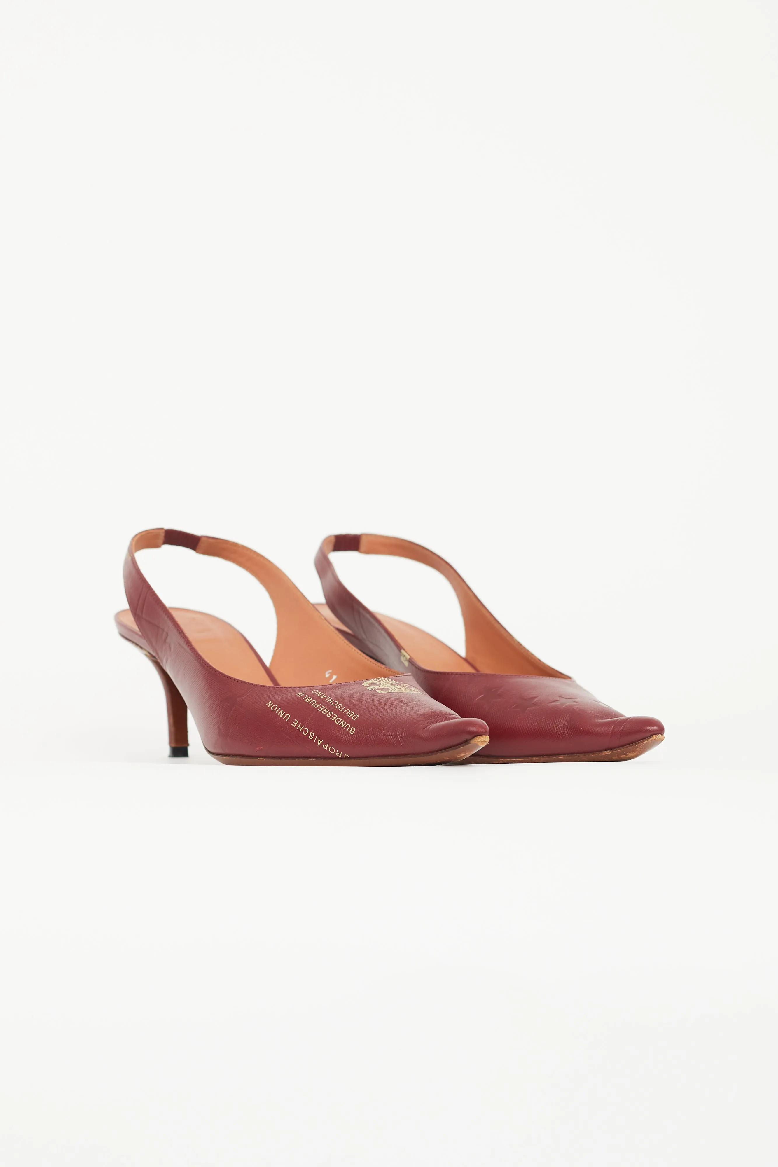 Burgundy Leather Passport Slingback Pump