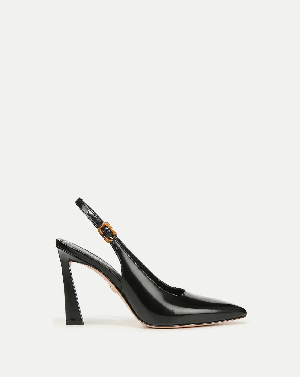 Callie Leather Slingback Pump - Black