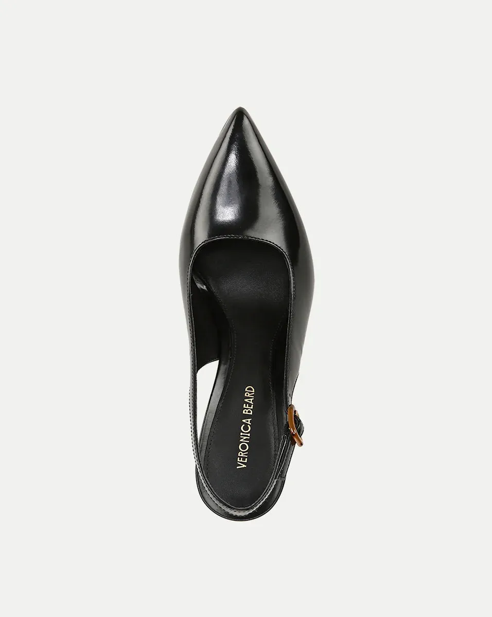 Callie Leather Slingback Pump - Black