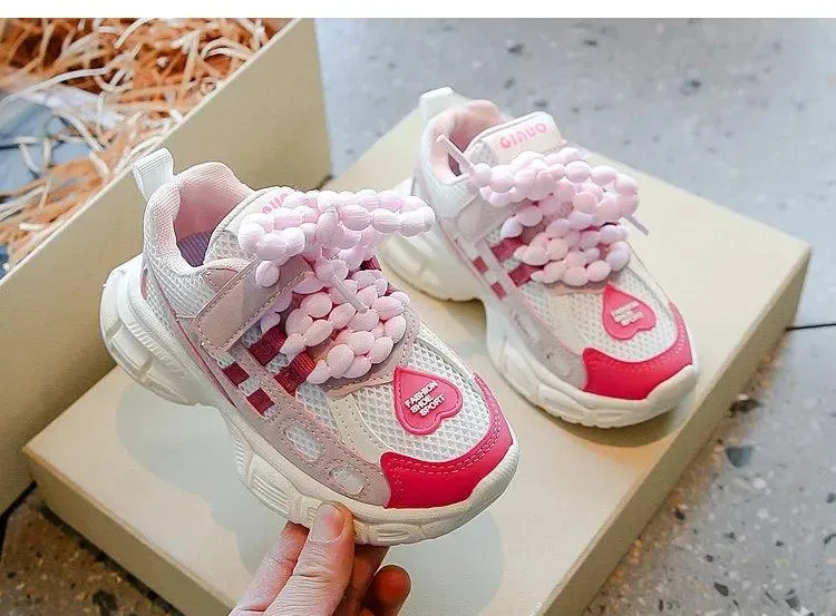 Children's Casual Shoes - Girls' Candy Color Heart Sneakers - TSS248