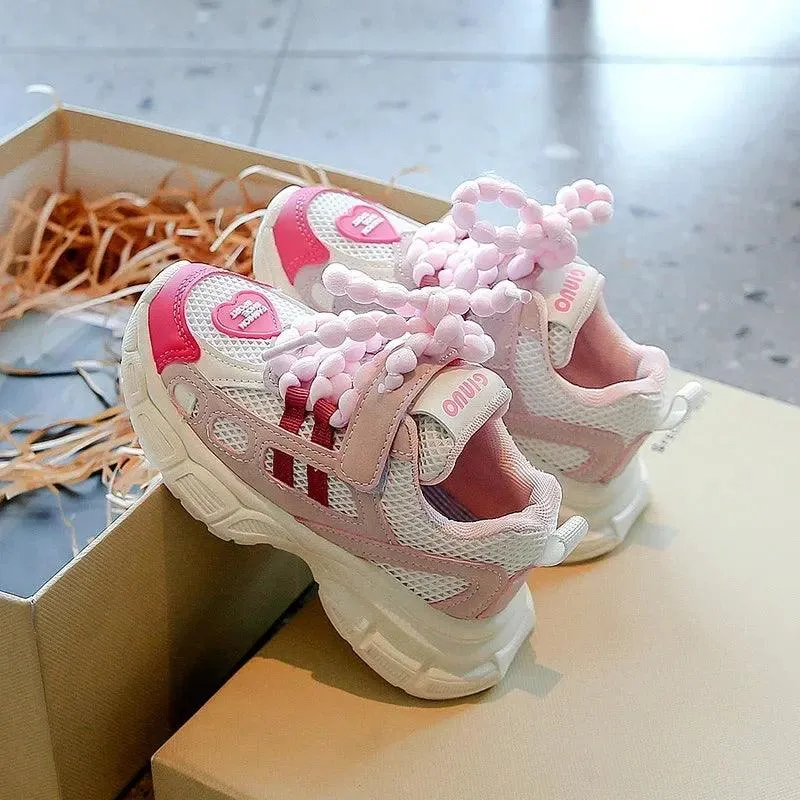 Children's Casual Shoes - Girls' Candy Color Heart Sneakers - TSS248