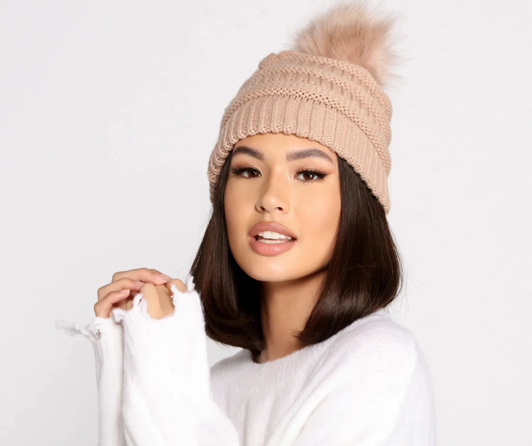 Chunky Knit Pom Beanie