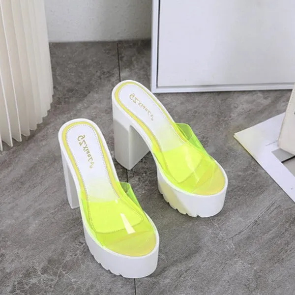 Chunky Waterproof Platform Super High-heeled Transparent Sandals