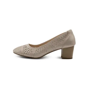 Clara Barson Pump High-Heel Shoes Leather Beige Colour For Women