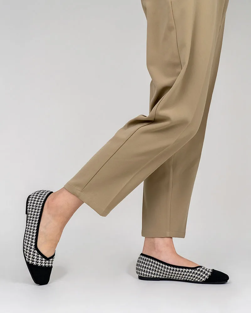 Colorblock Patchwork Houndstooth Pattern Ballet Flats