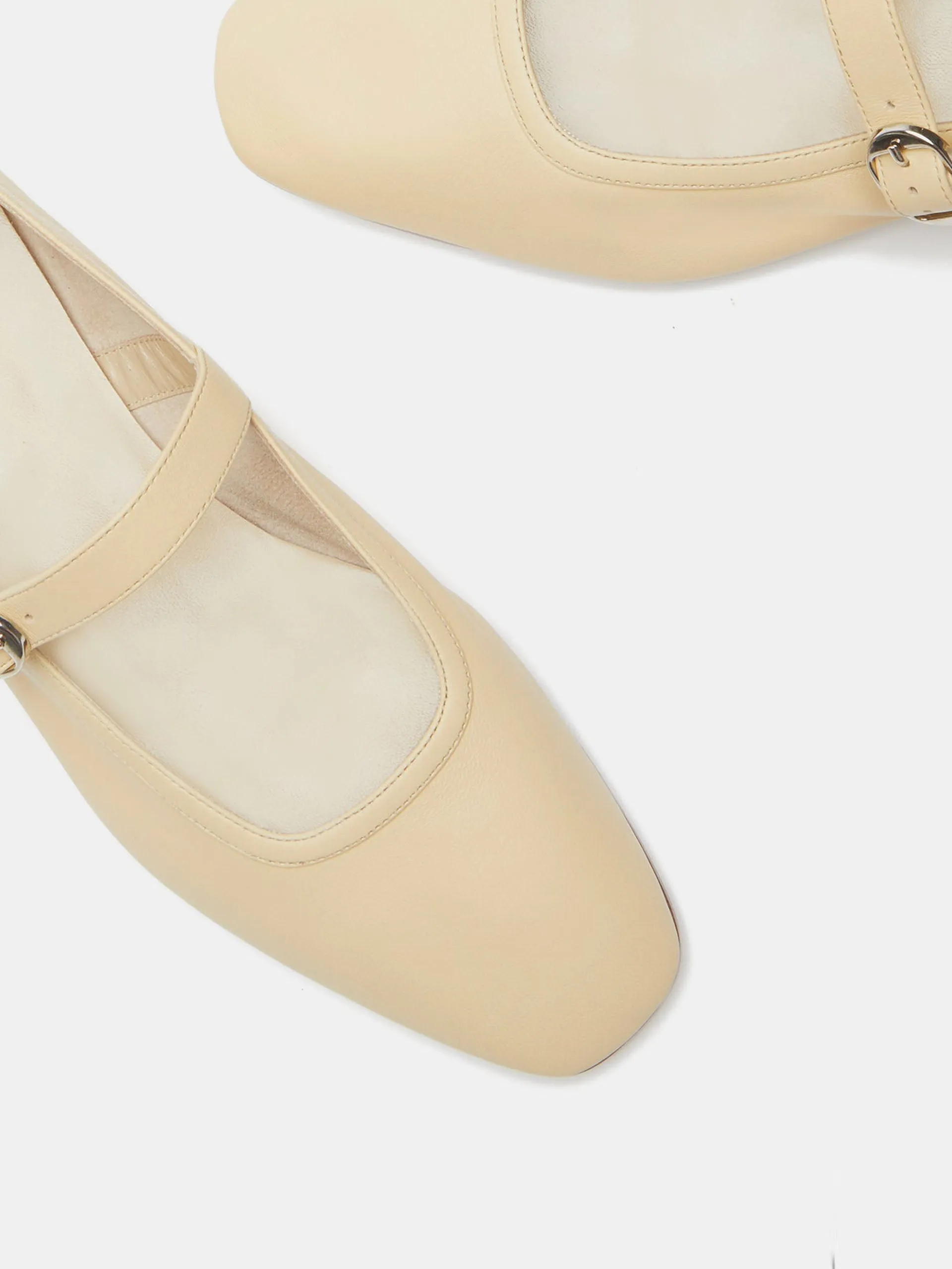 Custard leather ballet Mary Jane flats