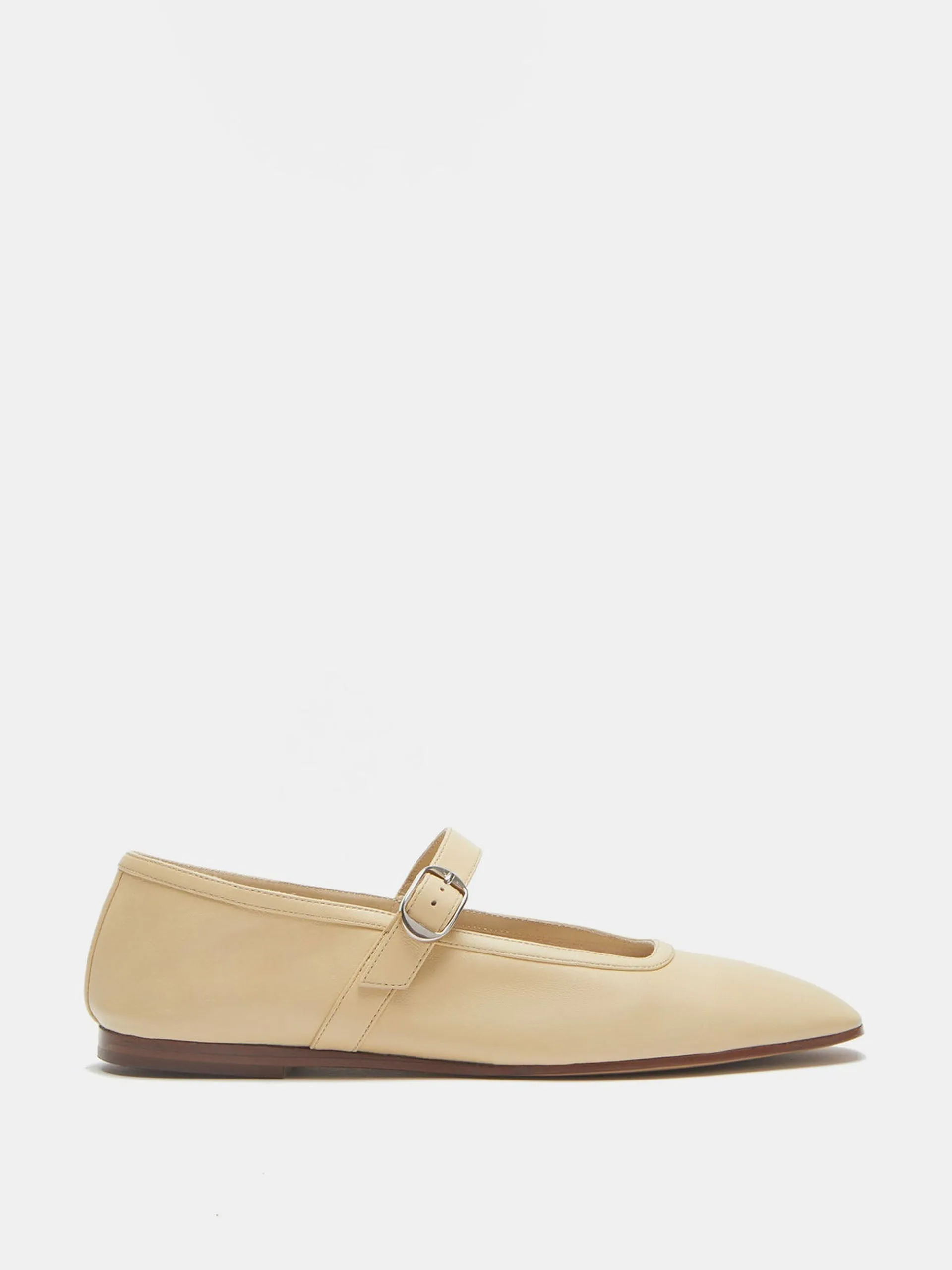 Custard leather ballet Mary Jane flats