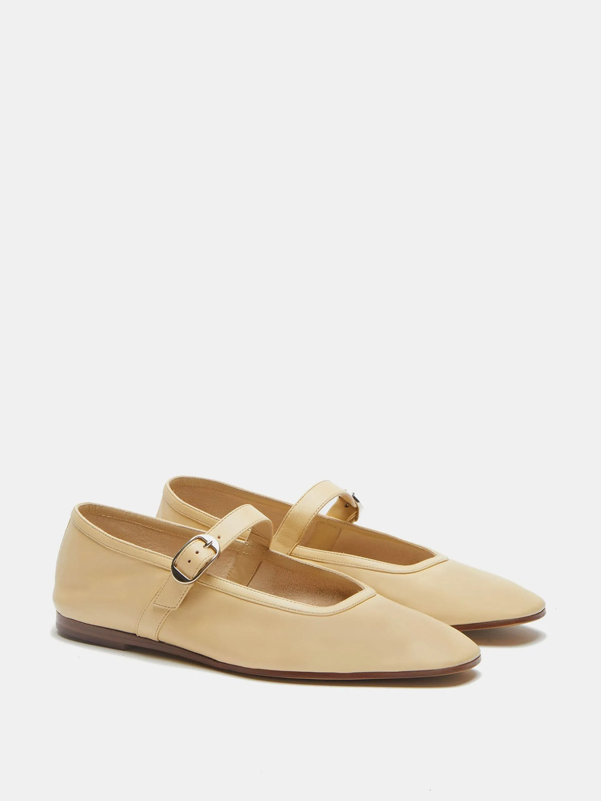 Custard leather ballet Mary Jane flats