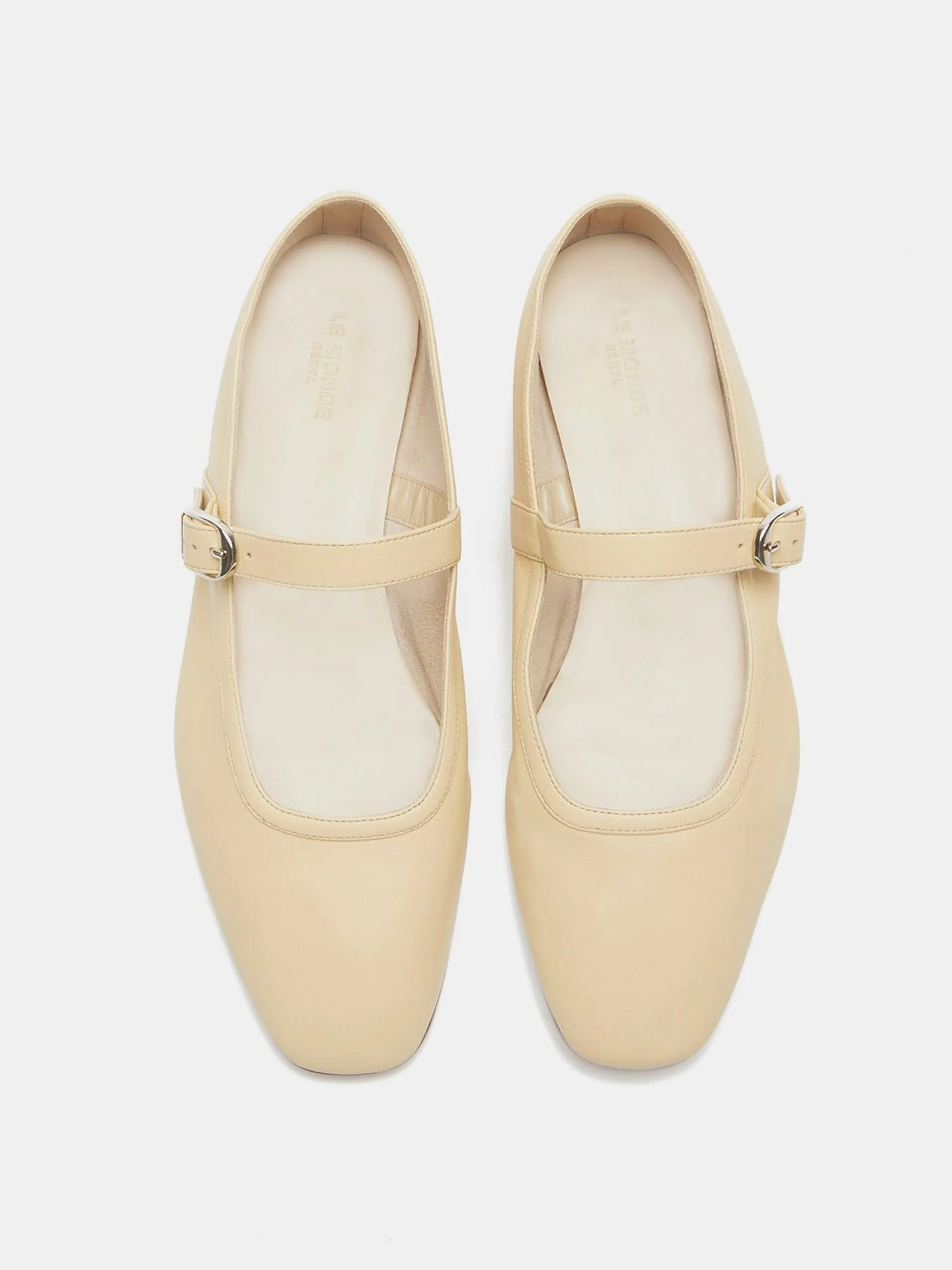 Custard leather ballet Mary Jane flats