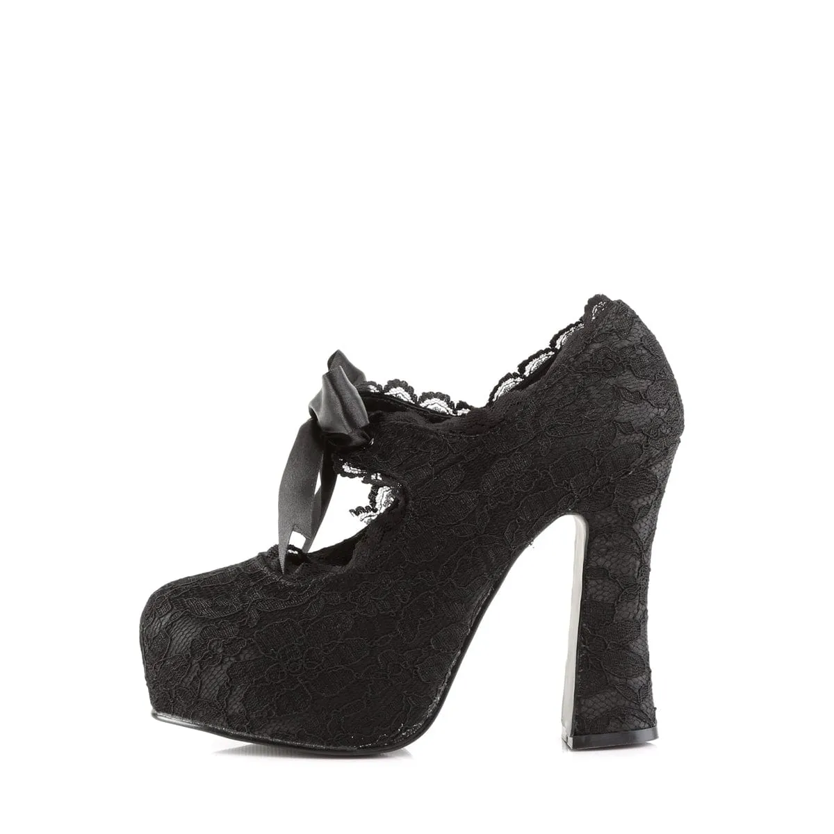 DEMON-11 Black Satin-Black Lace