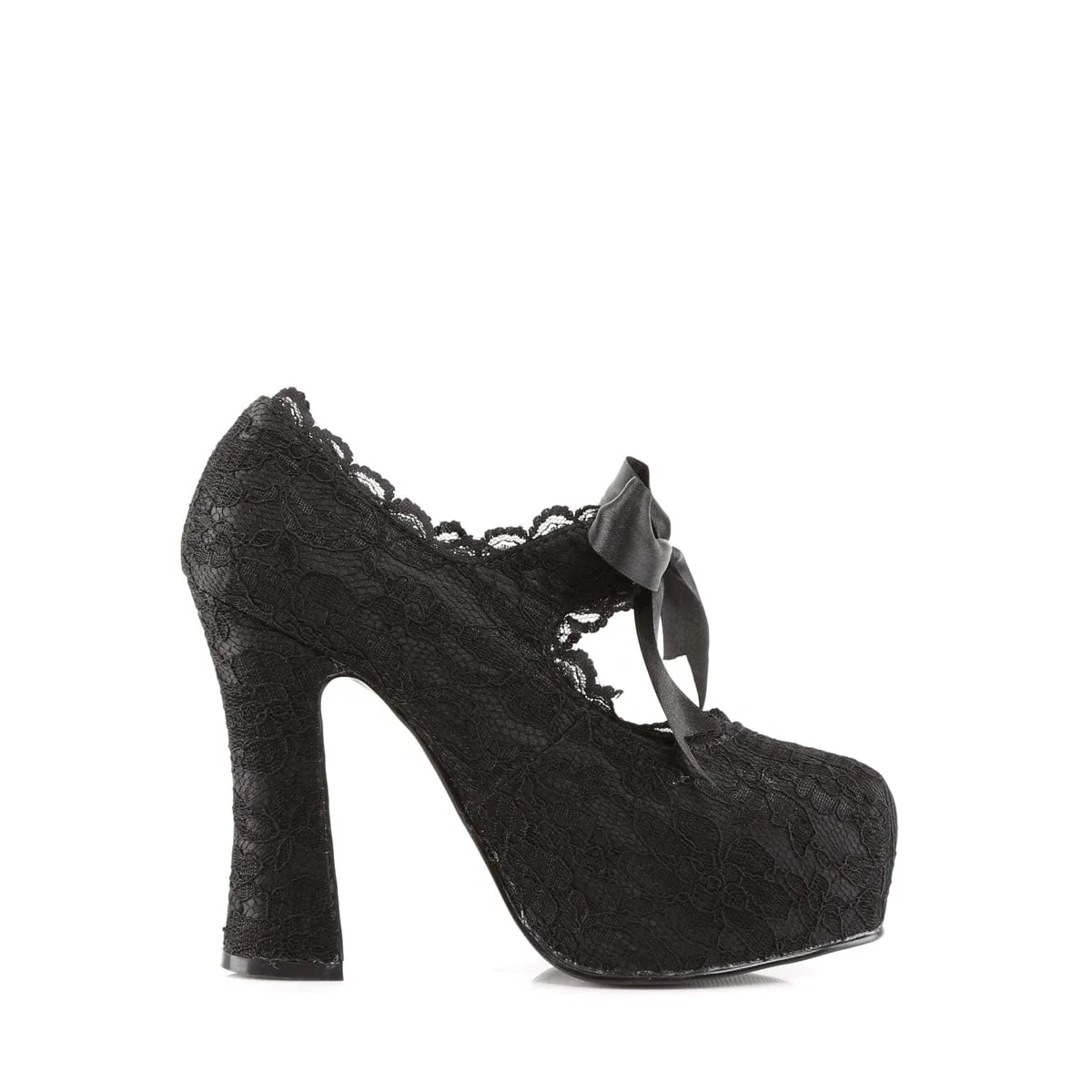 DEMON-11 Black Satin-Black Lace