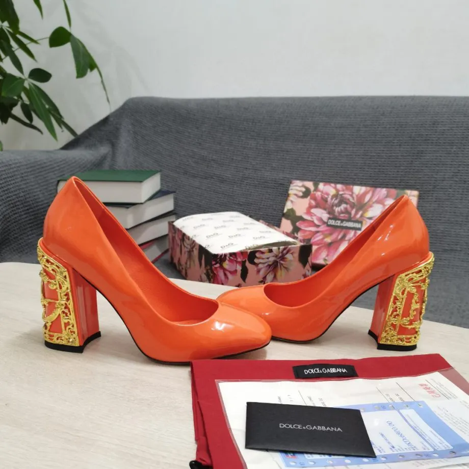 DolGa Nappa Pumps Orange For Women DG Shoes