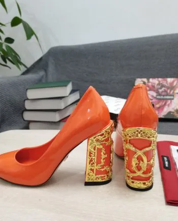 DolGa Nappa Pumps Orange For Women DG Shoes