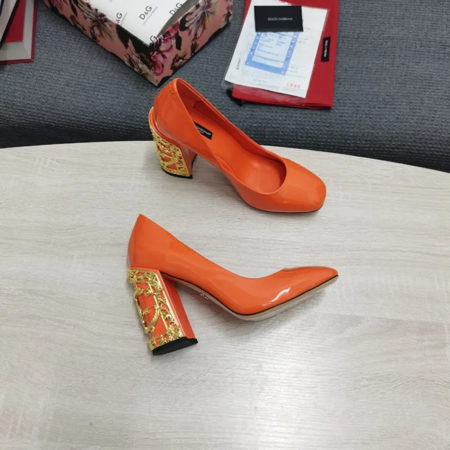 DolGa Nappa Pumps Orange For Women DG Shoes