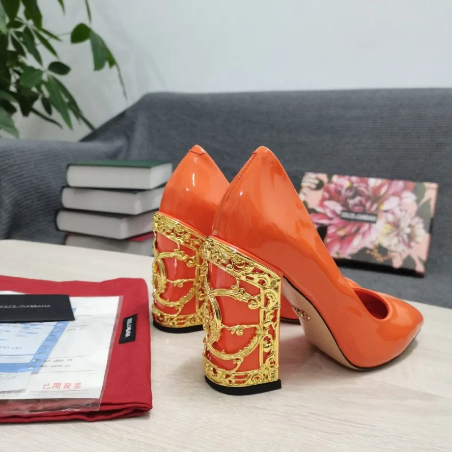 DolGa Nappa Pumps Orange For Women DG Shoes