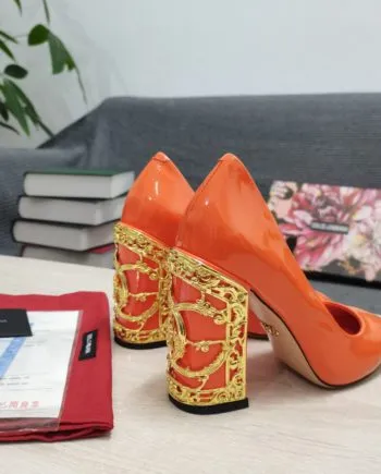 DolGa Nappa Pumps Orange For Women DG Shoes