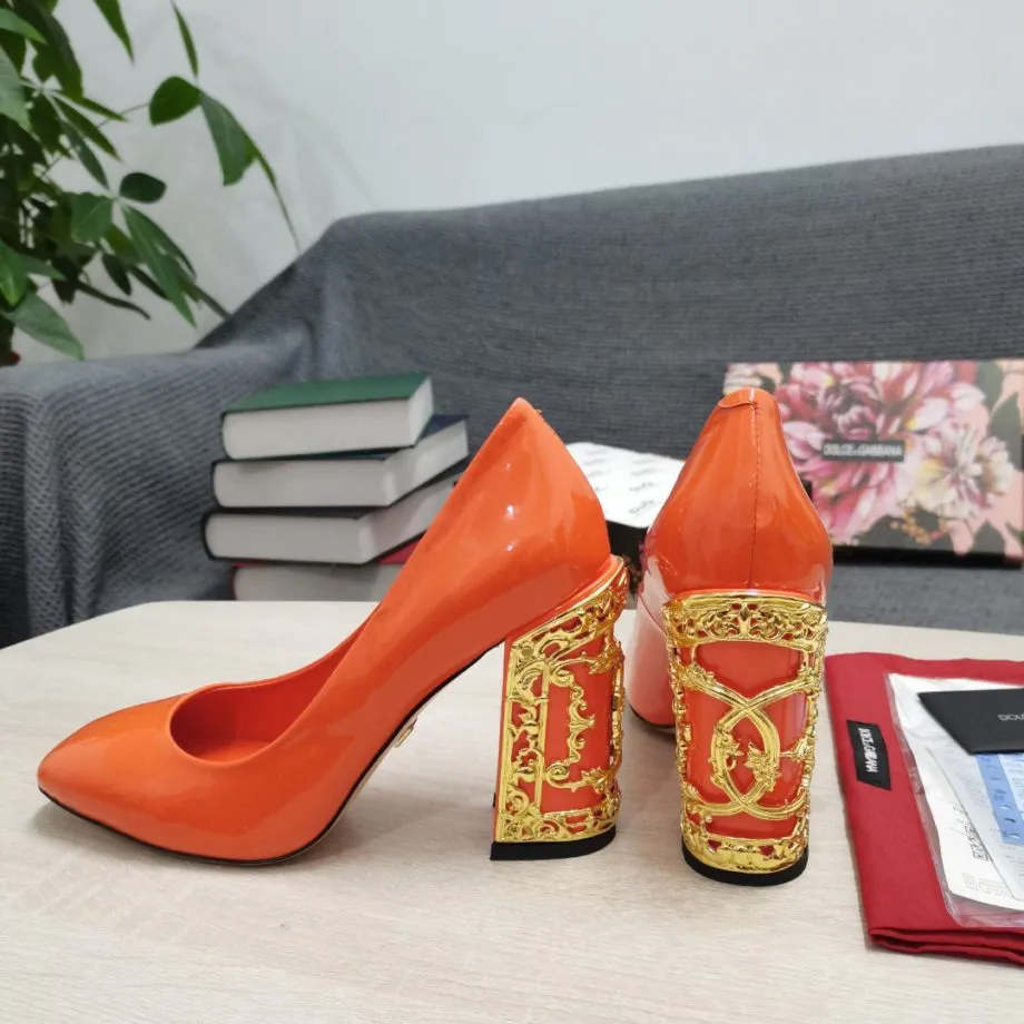 DolGa Nappa Pumps Orange For Women DG Shoes