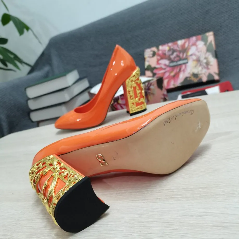 DolGa Nappa Pumps Orange For Women DG Shoes