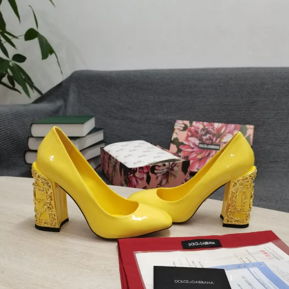 DolGa Nappa Pumps Yellow For Women DG Shoes