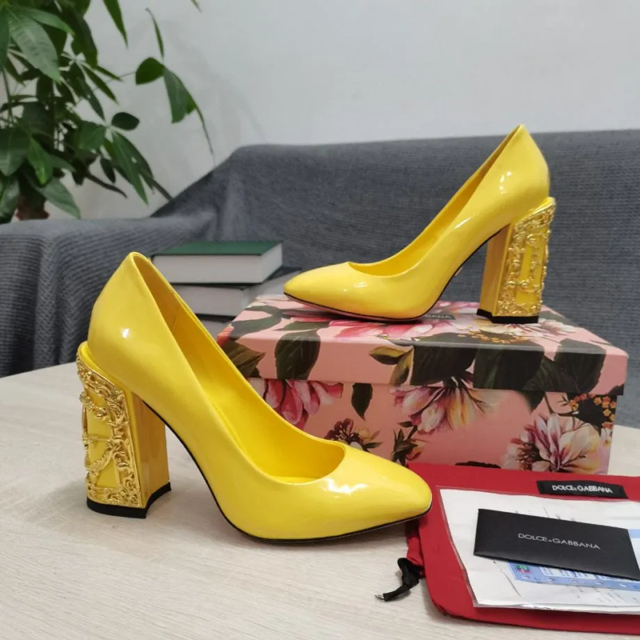 DolGa Nappa Pumps Yellow For Women DG Shoes