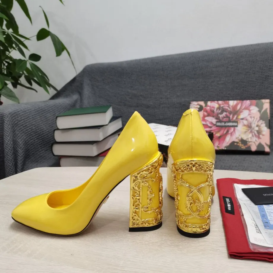 DolGa Nappa Pumps Yellow For Women DG Shoes