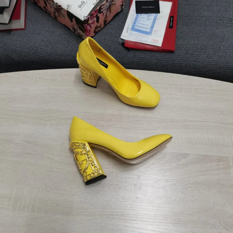 DolGa Nappa Pumps Yellow For Women DG Shoes