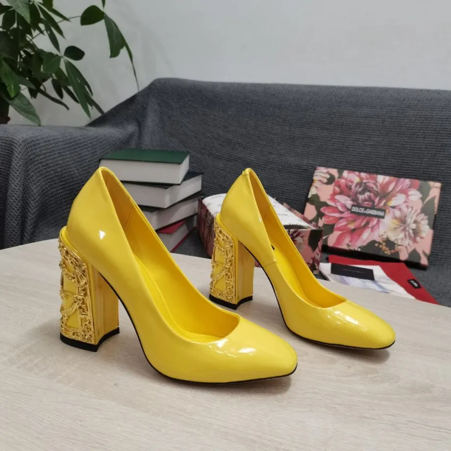 DolGa Nappa Pumps Yellow For Women DG Shoes