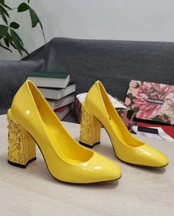 DolGa Nappa Pumps Yellow For Women DG Shoes